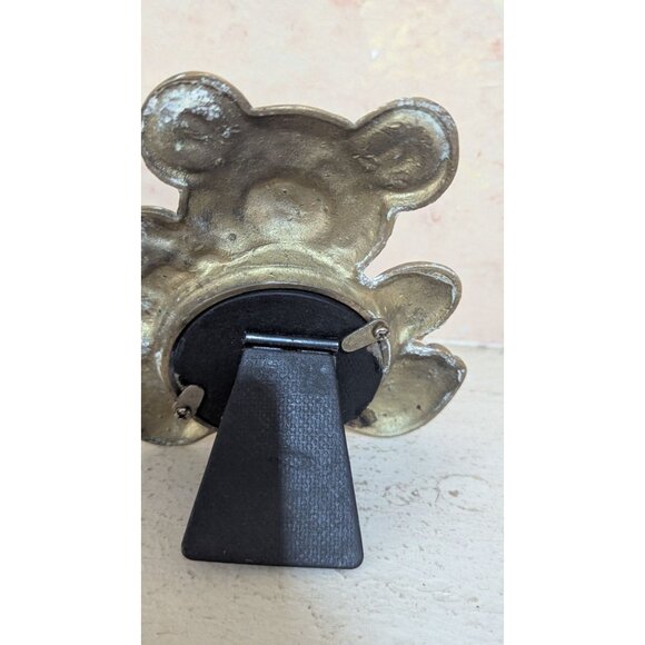 Vintage Brass Teddy Bear Picture Frame With Stand - Picture 5 of 7